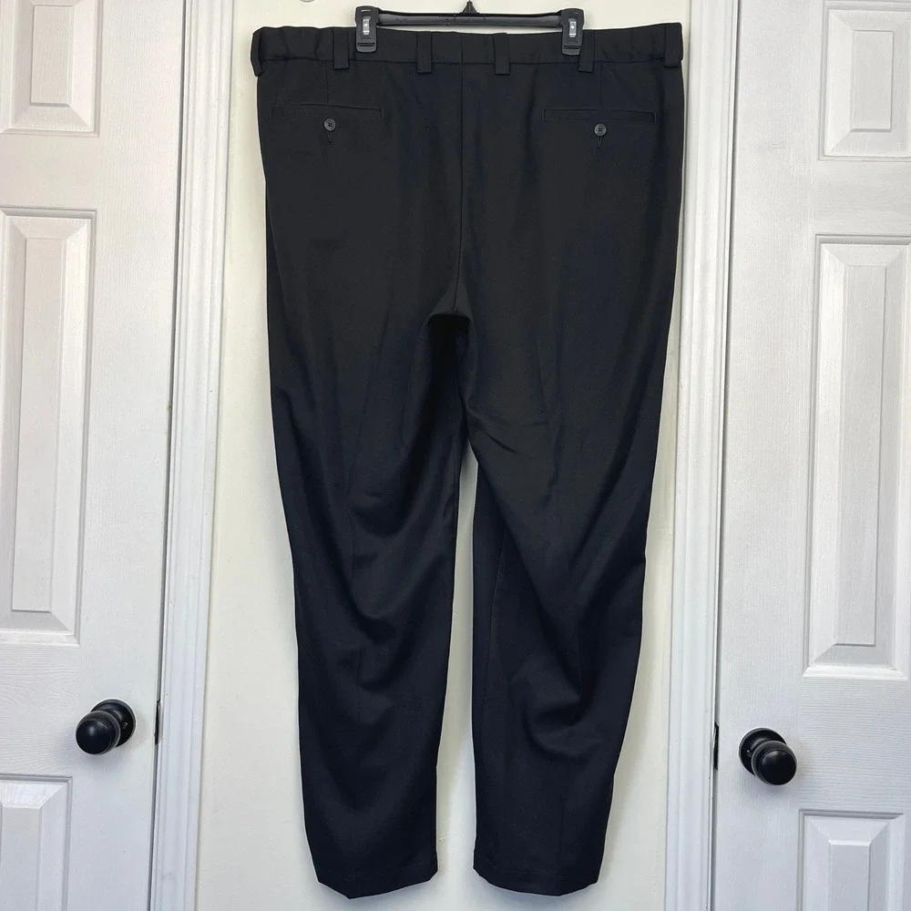 Oak Hill Mens 46x32 Big and Tall Pleated Dress Pants Trousers Polyester‎ Black